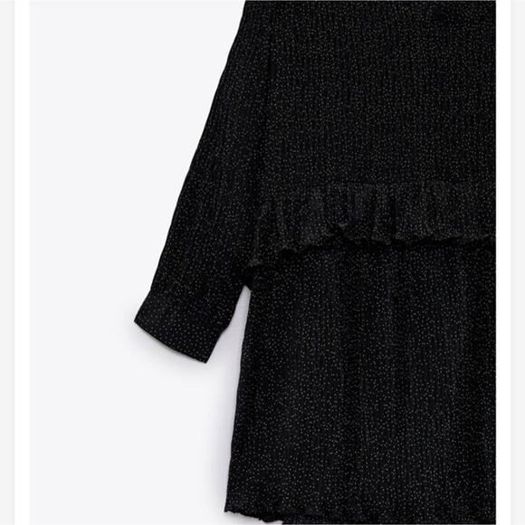 Zara Mini Ruffle Black Polka Dot Dress size XS - Picture 10 of 12